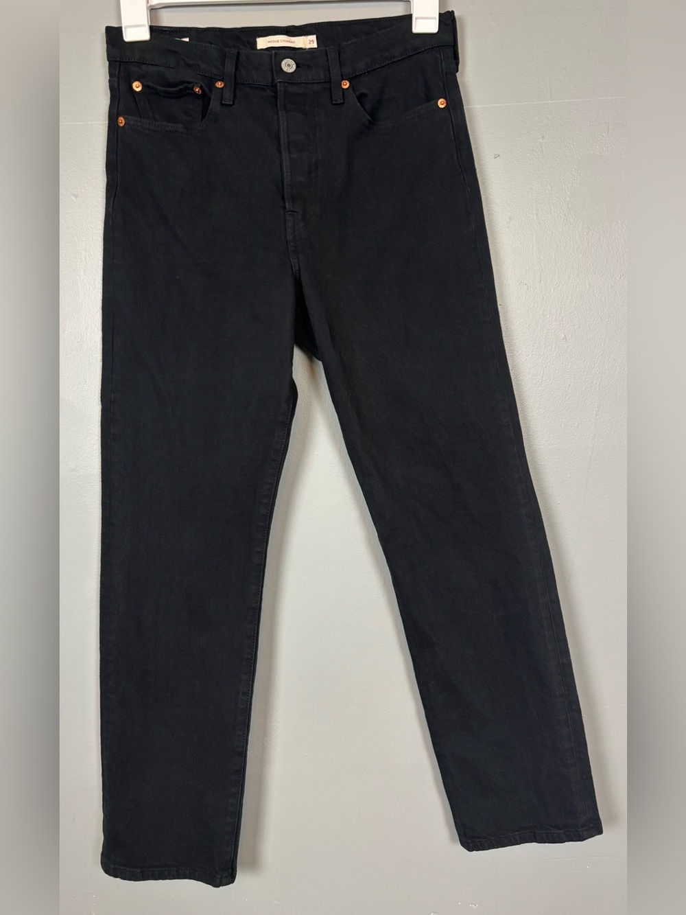 Levi’s Black Premium Wedgie Straight High Rise Straight Leg Jeans